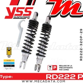 Amortisseur YSS RD222 P ~ Honda CM 400 T Custom (NC01) ~ Annee 1982 - 1983