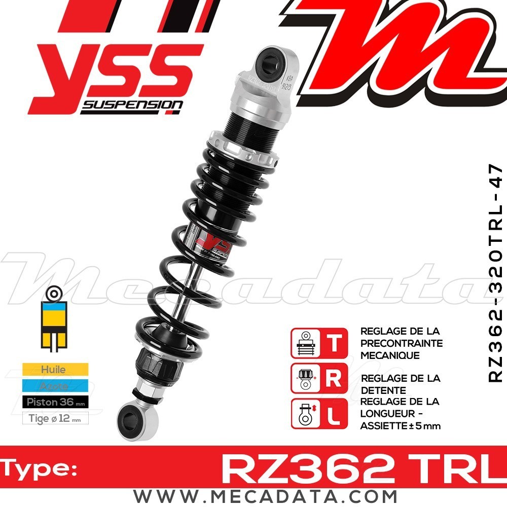 Amortisseur YSS RZ362 TRL ~ Yamaha SR 500 SP (48T) ~ Annee 1992