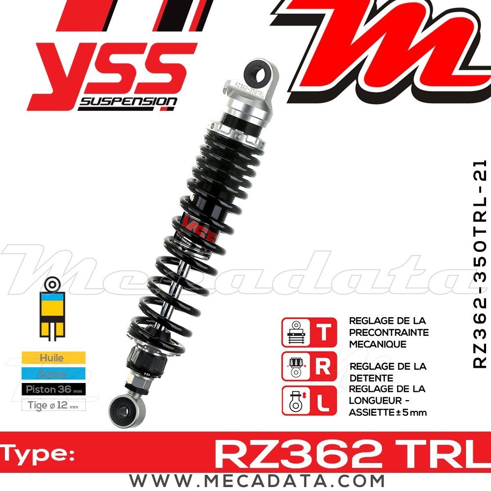 Amortisseur YSS RZ362 TRL ~ Honda CB 750 F2 Seven Fifty (RC42A) ~ Annee 1999 - 2000