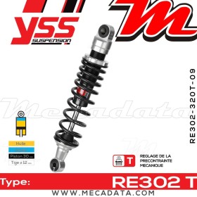 Amortisseur YSS RE302 T ~ Kawasaki EL 252 F Eliminator (EL250BFA) ~ Annee 2001 - 2002