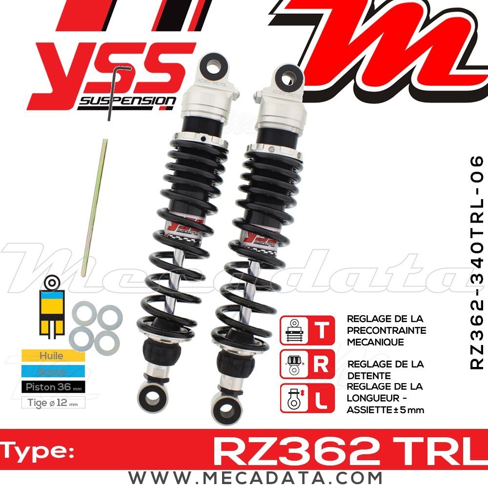 Amortisseur YSS RZ362 TRL ~ Moto Guzzi V50 500 Custom (PM500) ~ Annee 1982 - 1983