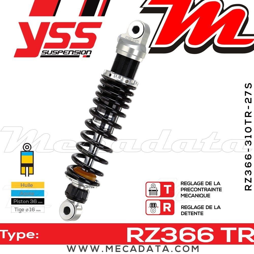 Amortisseur YSS RZ366 TR ~ Harley Davidson XL 53 883 C Sportster Custom (CJM) ~ Annee 2002