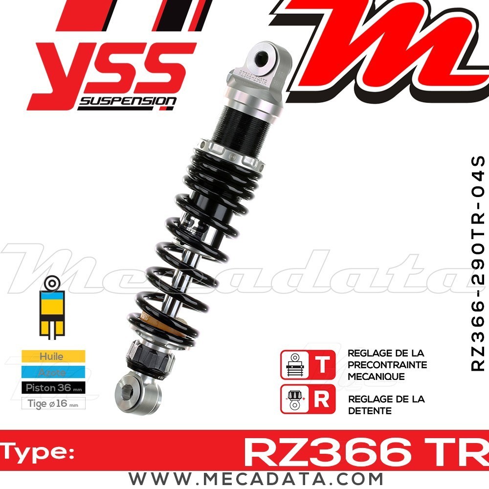 Amortisseur YSS RZ366 TR ~ Harley Davidson XL 1200 C Sportster Custom (CGP) ~ Annee 2005