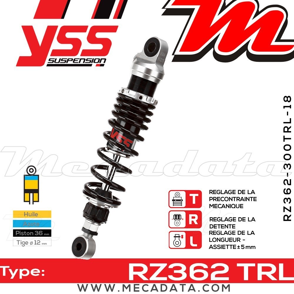 Amortisseur YSS RZ362 TRL ~ Kawasaki ER 500 A Twister (ER500AAA) ~ Annee 1999