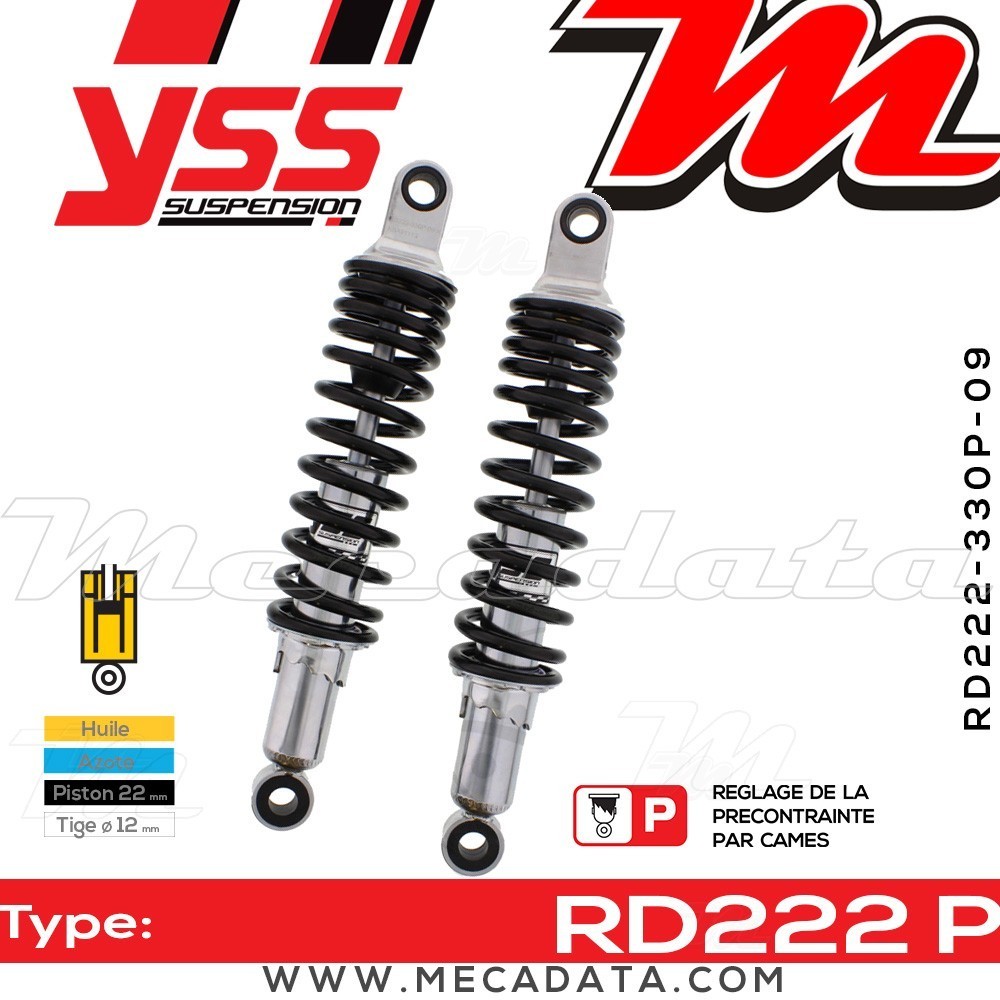 Amortisseur YSS RD222 P ~ Honda CB 450 S (PC17) ~ Annee 1988 - 1989
