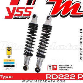 Amortisseur YSS RD222 P ~ Suzuki GZ 125 Marauder (AP1311) ~ Annee 1999 - 2002