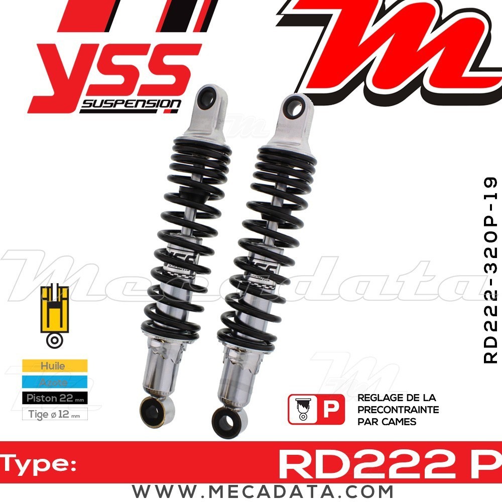 Amortisseur YSS RD222 P ~ Suzuki GZ 125 Marauder (AP1311) ~ Annee 1999 - 2002