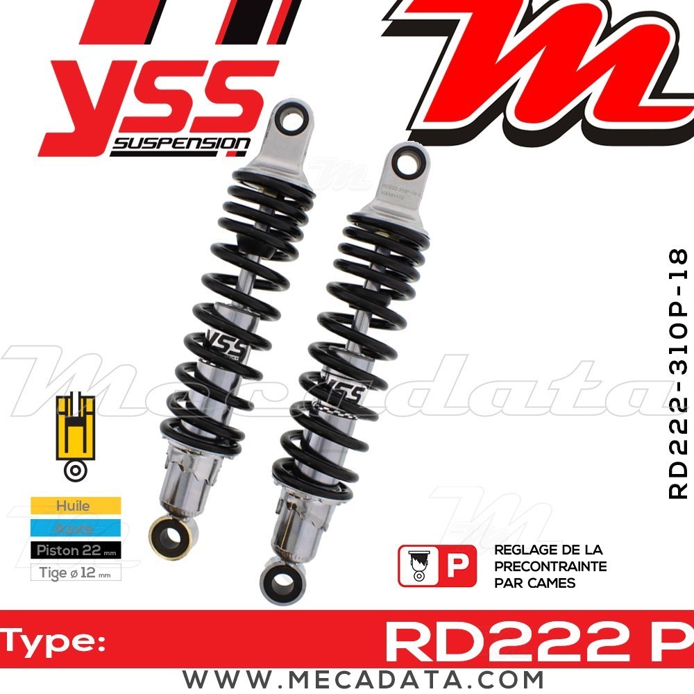 Amortisseur YSS RD222 P ~ Yamaha XJ 900 F (4BB) ~ Annee 1992 - 1994
