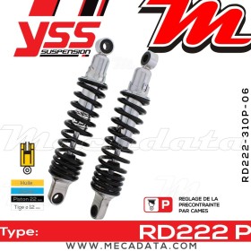 Amortisseur YSS RD222 P ~ Moto Guzzi V35 350 III (PY) ~ Annee 1989 - 1992