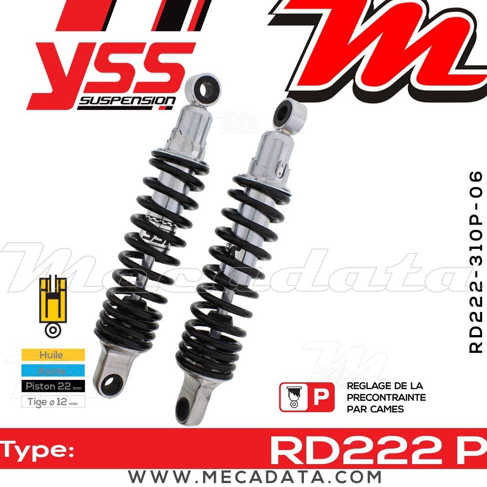 Amortisseur YSS RD222 P ~ Moto Guzzi V35 350 III (PY) ~ Annee 1989 - 1992