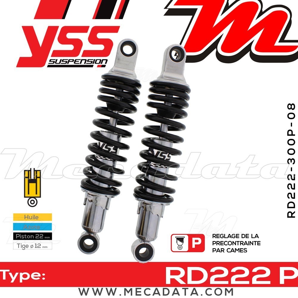 Amortisseur YSS RD222 P ~ Triumph T140 750 V Bonneville () ~ Annee 1973 - 1975
