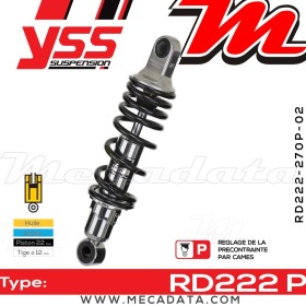 Amortisseur YSS RD222 P ~ Yamaha XV 535 H Virago (2YL) ~ Annee 1994