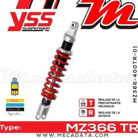 Amortisseur YSS MZ366 TR ~ Kawasaki KLR 650 C (KL650CCD) ~ Annee 2003