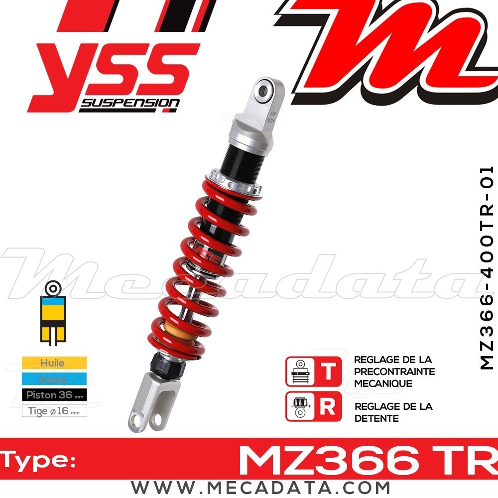 Amortisseur YSS MZ366 TR ~ Kawasaki KLR 650 C (KL650CCD) ~ Annee 2003