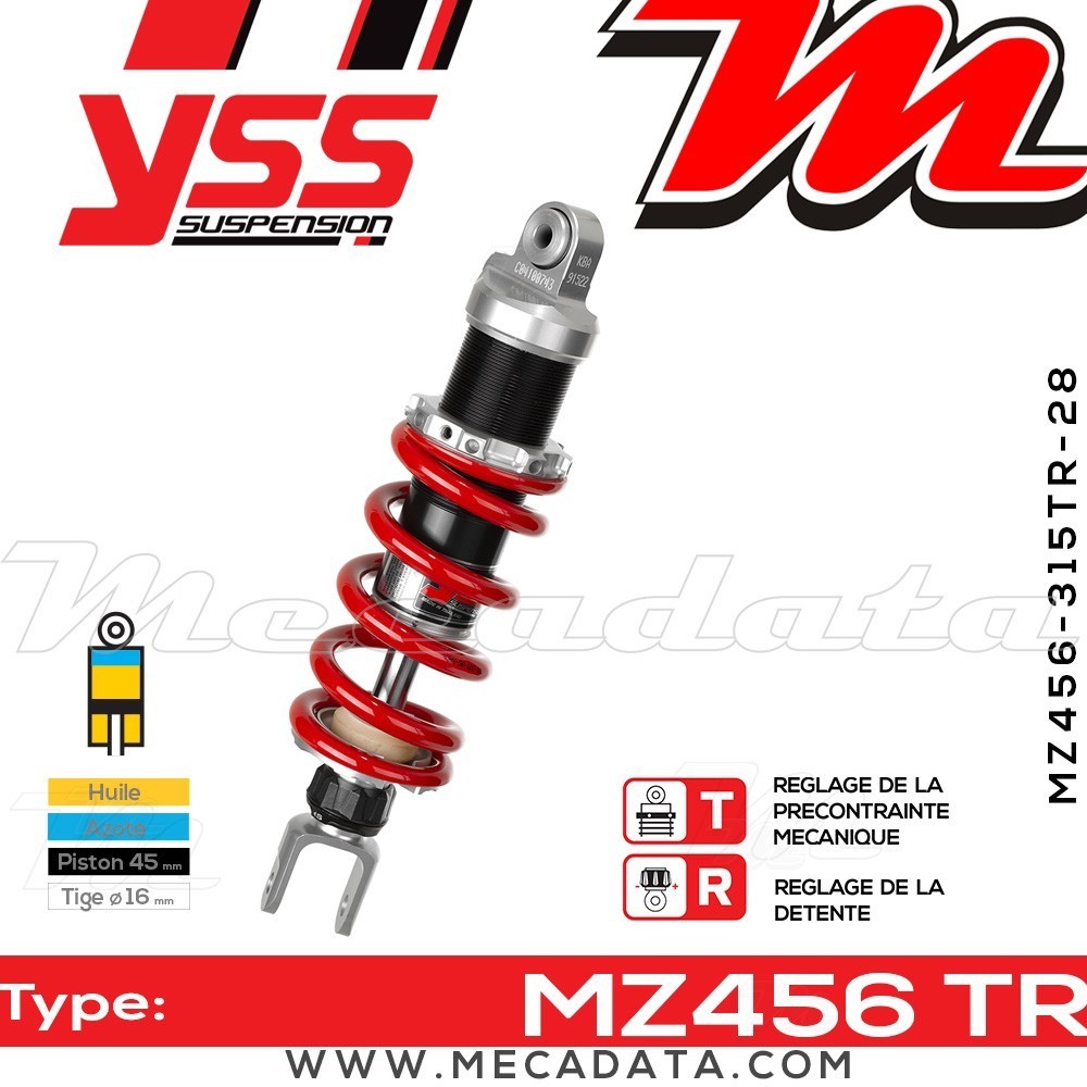 Amortisseur YSS MZ456 TR ~ Honda CBR 1000 RR Fireblade (SC57A) ~ Annee 2005