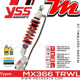 Amortisseur YSS MX366 TRW ~ Kawasaki Ninja EX 250 R (EX250KKDA) ~ Annee 2012 - 2014