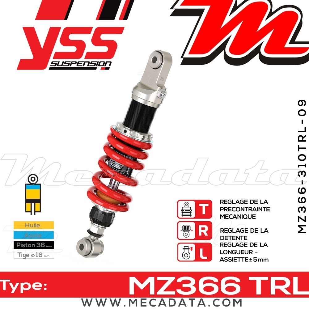 Amortisseur YSS MZ366 TRL ~ Honda CB-1 (CB 400 F) (NC270) ~ Annee 1989 - 1990