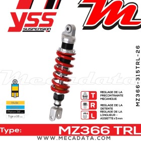 Amortisseur YSS MZ366 TRL ~ Hyosung GT 650 Naked (KM4MP51A) ~ Annee 2006 - 2007