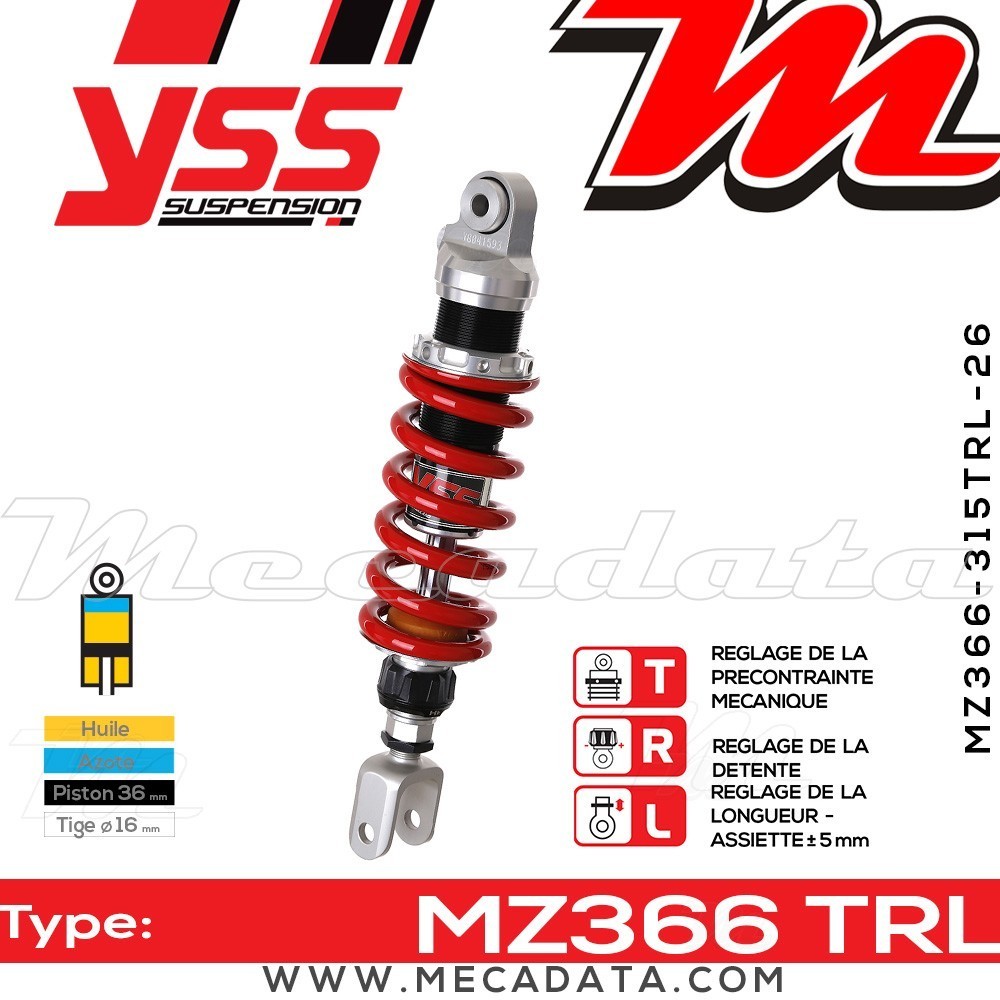 Amortisseur YSS MZ366 TRL ~ Hyosung GT 650 Naked (KM4MP51A) ~ Annee 2006 - 2007