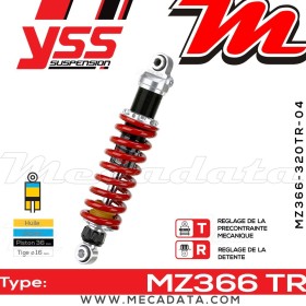 Amortisseur YSS MZ366 TR ~ Kawasaki GPZ 550 A (ZX550A) ~ Annee 1986