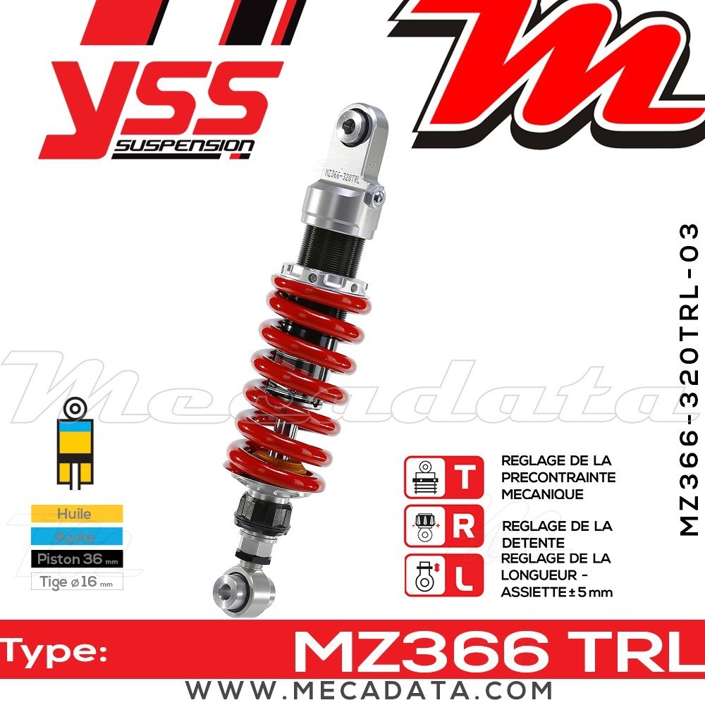 Amortisseur YSS MZ366 TRL ~ Honda CB-1 (CB 400 F) (NC270) ~ Annee 1989 - 1990