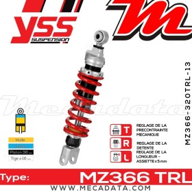 Amortisseur YSS MZ366 TRL ~ Kawasaki Ninja EX 250 R (EX250KKDA) ~ Annee 2012 - 2014
