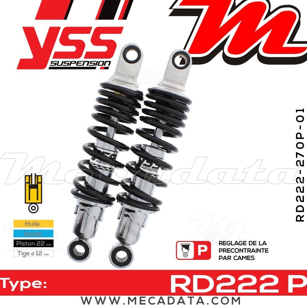Amortisseur YSS RD222 P ~ Honda CA 125 Rebel (JC26A) ~ Annee 1998