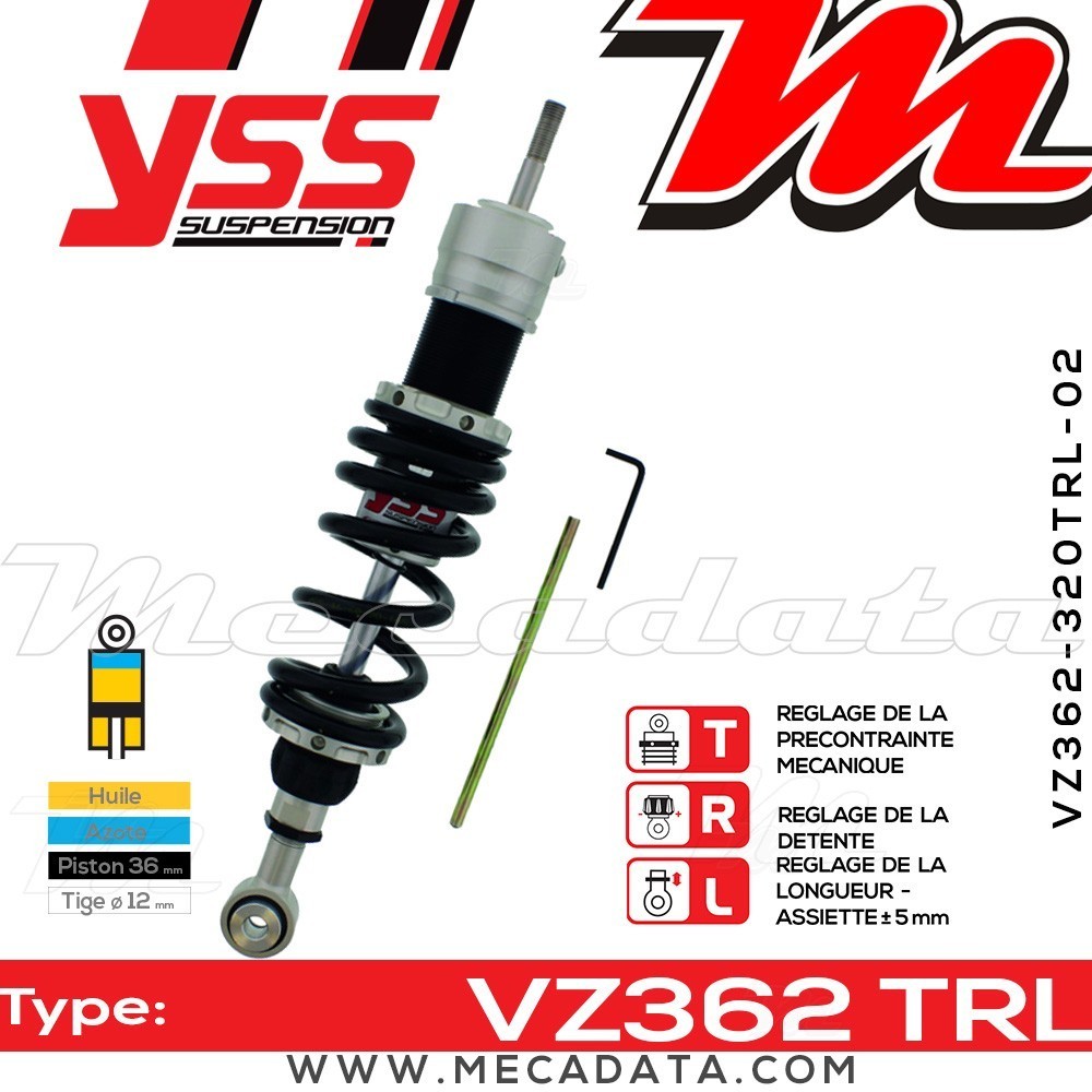 Amortisseur YSS VZ362 TRL ~ BMW K 1200 RS ABS (K589) ~ Annee 2000