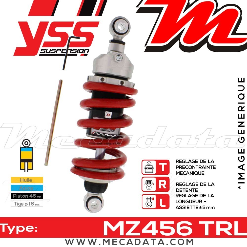 Amortisseur YSS MZ456 TRL ~ Kawasaki ER-6N 650 B ABS (ER650ABA) ~ Annee 2005 - 2006