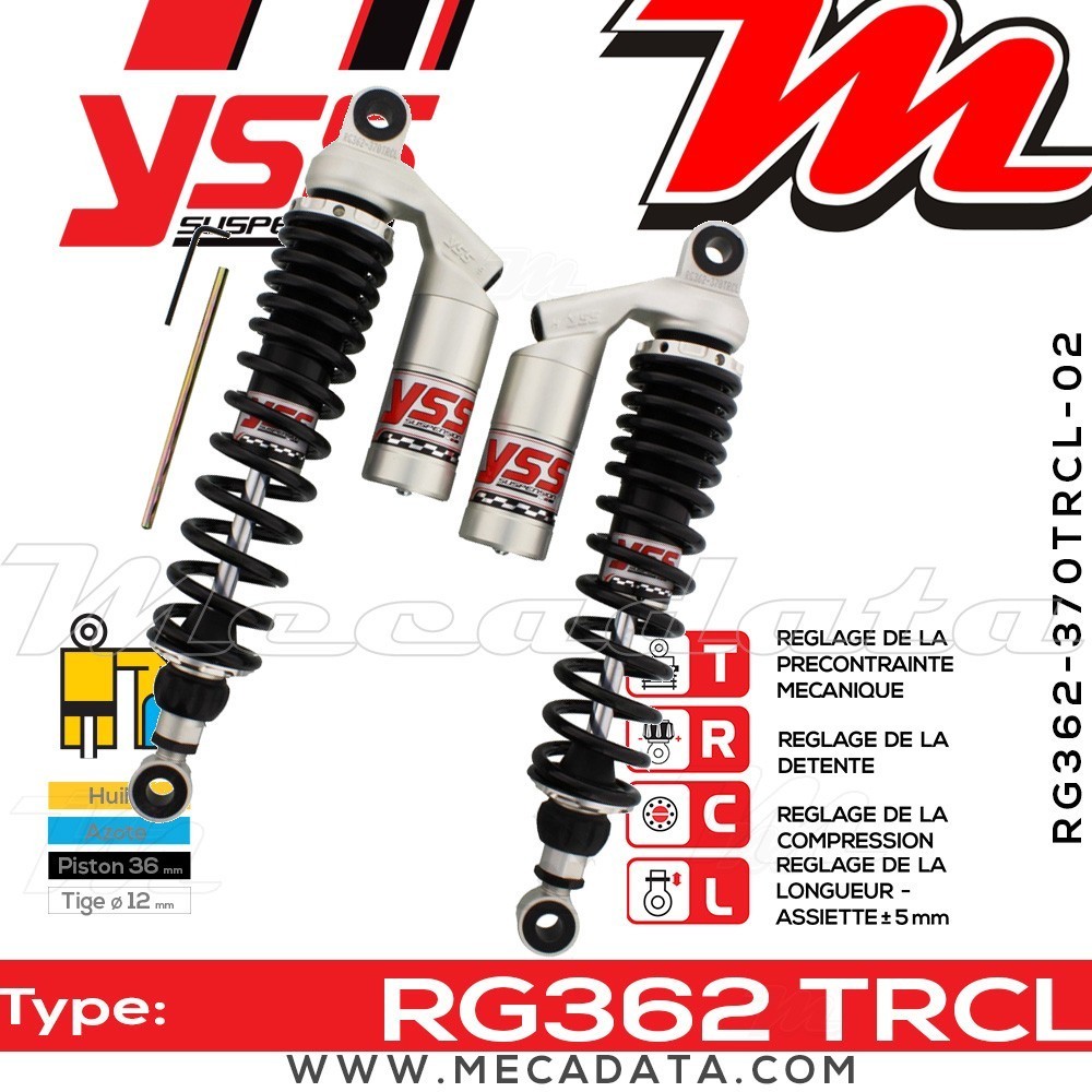 Amortisseur YSS RG362 TRC ~ Moto Guzzi NTX 350 (LA) ~ Annee 1987 - 1992