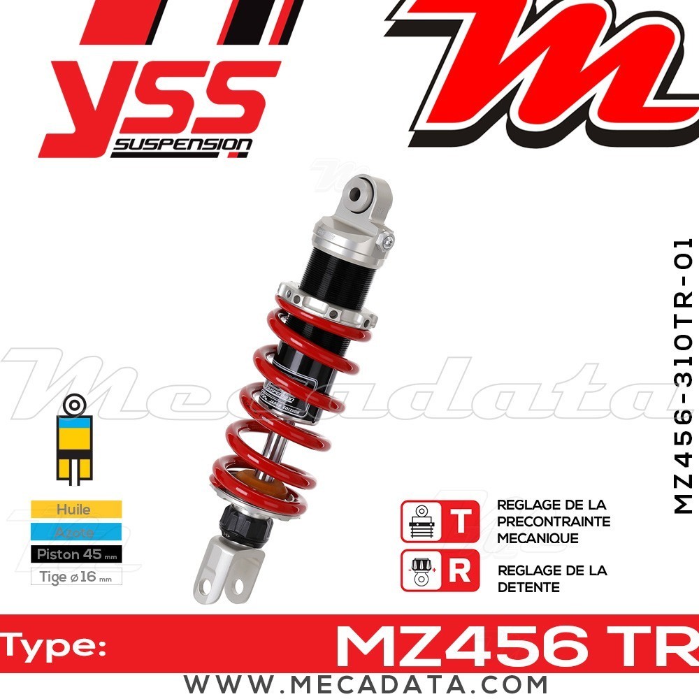 Amortisseur YSS MZ456 TR ~ Kawasaki GPZ 550 A (ZX550A) ~ Annee 1985