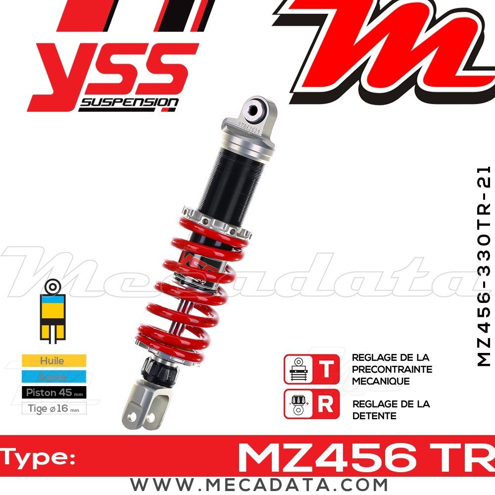 Amortisseur YSS MZ456 TR ~ Kawasaki ZX-6R 636 C (ZX636CCA) ~ Annee 2005