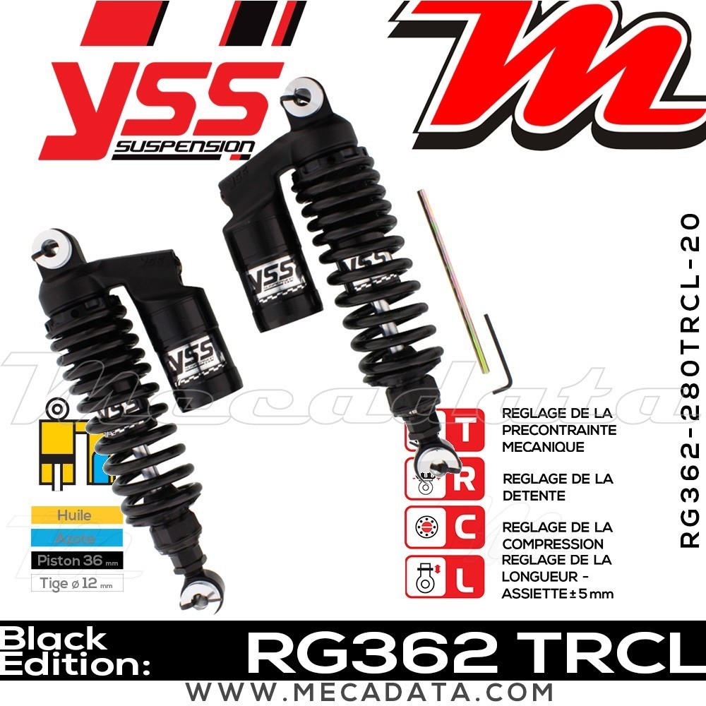 Amortisseur YSS RG362 TRC ~ Harley Davidson VRSCA 1130 V-Rod (HAZ) ~ Annee 2002
