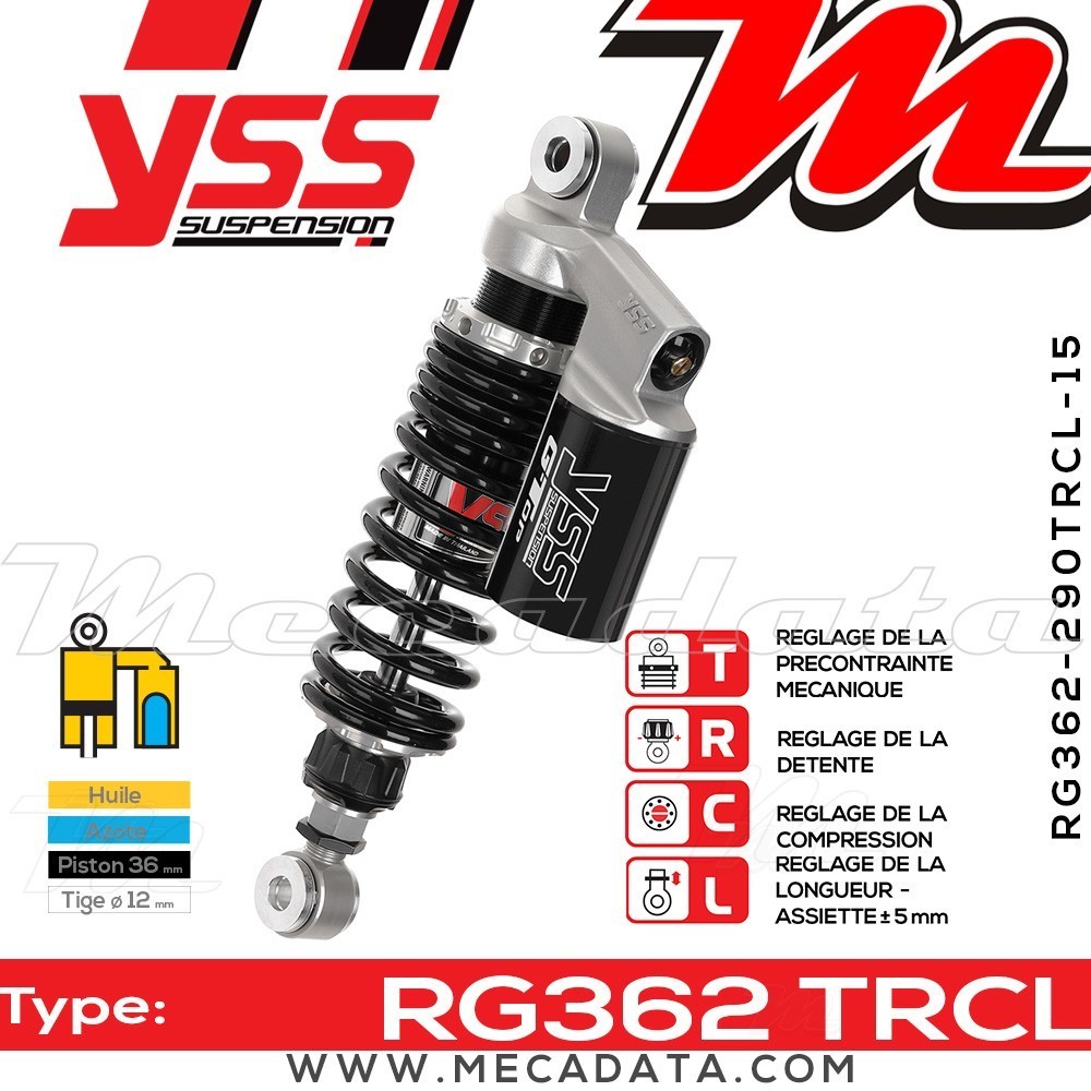 Amortisseur YSS RG362 TRC ~ Harley Davidson XL 883 N Sportster Iron ABS (LE2) ~ Annee 2016