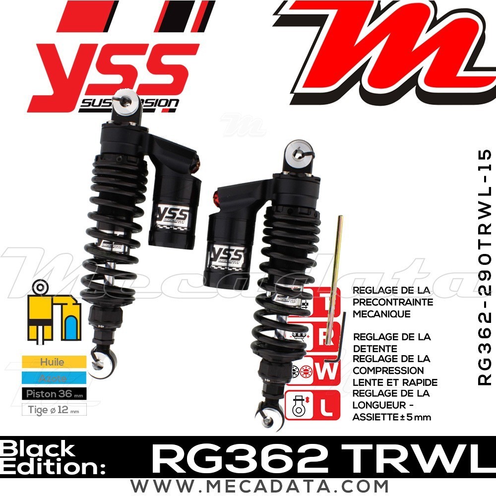 Amortisseur YSS RG362 TRW ~ Harley Davidson XL 883 N Sportster Iron ABS (LE2) ~ Annee 2016