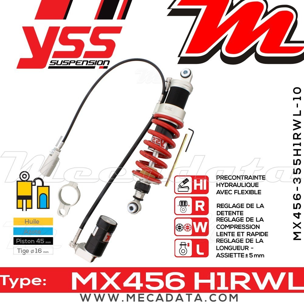 Amortisseur YSS MX456 H1R ~ Kawasaki Z 1000 D (ZRT00DDA) ~ Annee 2010