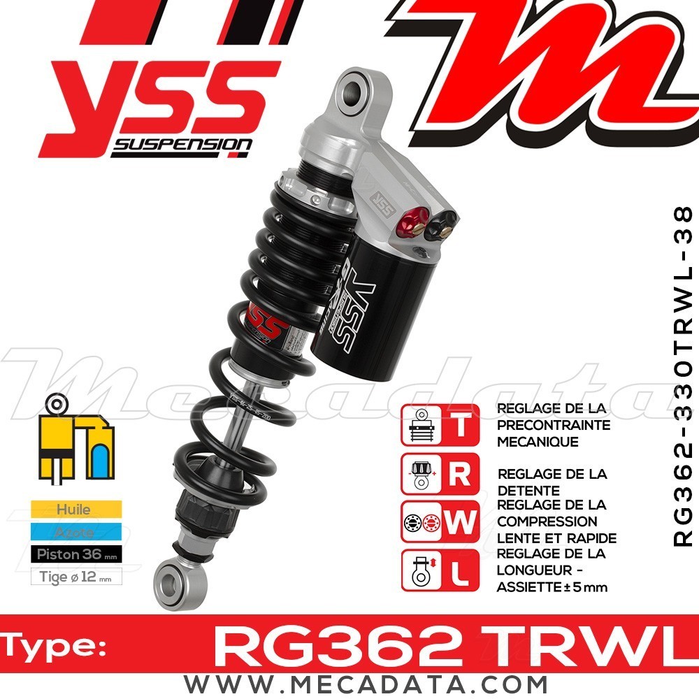 Amortisseur YSS RG362 TRW ~ Yamaha VMX-12 1200 U (V-Max) (2WE) ~ Annee 1988 - 1989