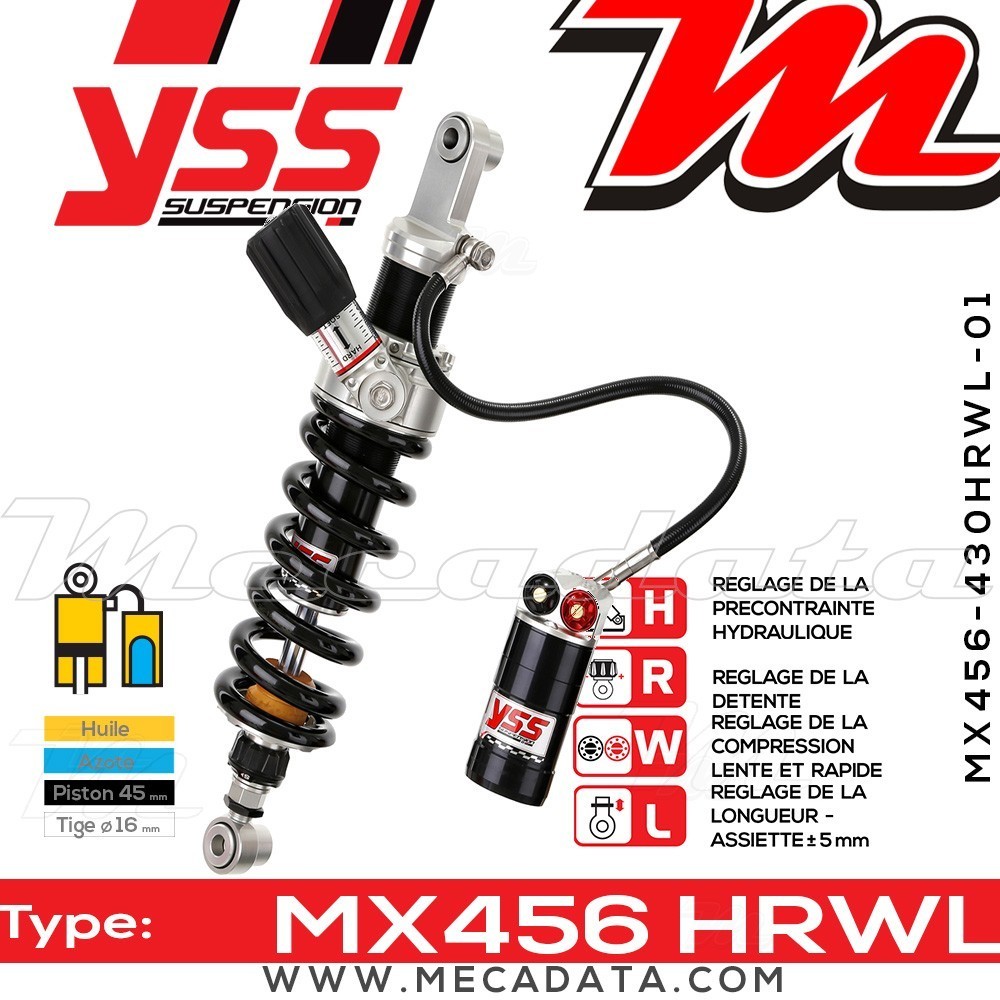 Amortisseur YSS MX456 HRW ~ BMW F 800 GS ABS (E8GS/K72) ~ Annee 2008