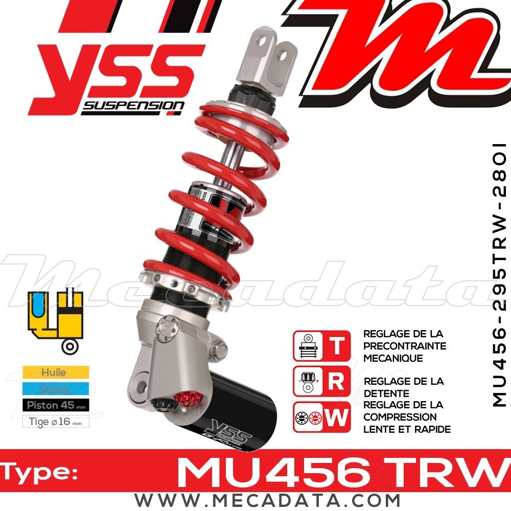 Amortisseur YSS MU456 TRW ~ Ducati Scrambler 800 Icon ABS (K100AA/K102AA) ~ Annee 2016