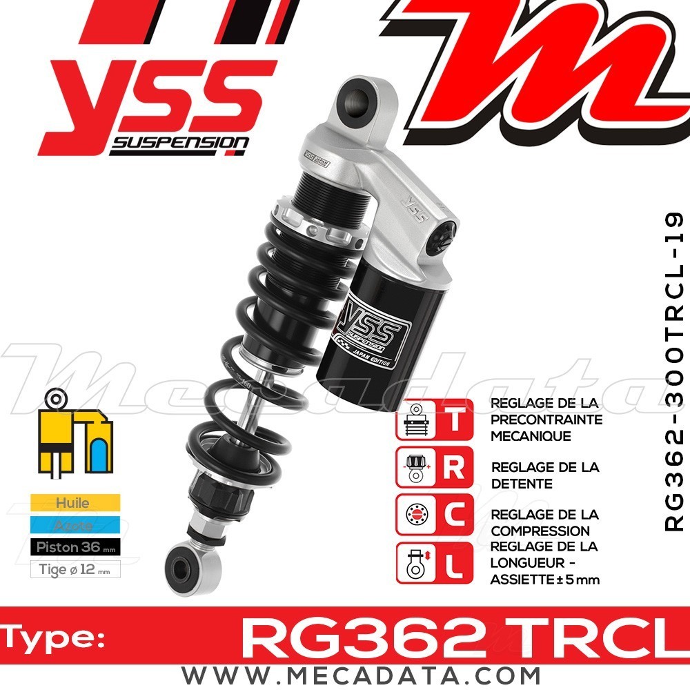Amortisseur YSS RG362 TRC ~ Honda GB 500 Clubman (PC16) ~ Annee 1989