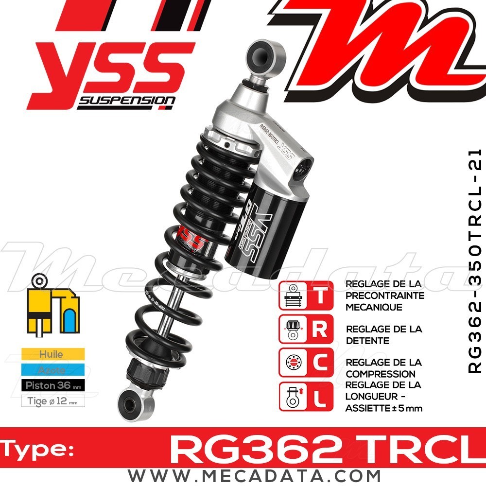 Amortisseur YSS RG362 TRC ~ Honda CB 750 F2 Seven Fifty (RC42A) ~ Annee 1999 - 2000