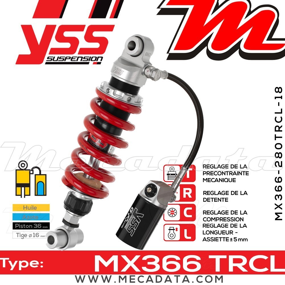 Amortisseur YSS MX366 TRC ~ Yamaha YZF-R3 A ABS (RH071) ~ Annee 2015