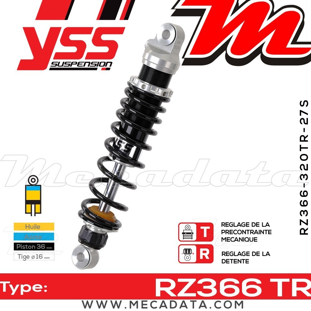 Amortisseur YSS RZ366 TR ~ Harley Davidson XLH 883 Sportster (CAM) ~ Annee 1990