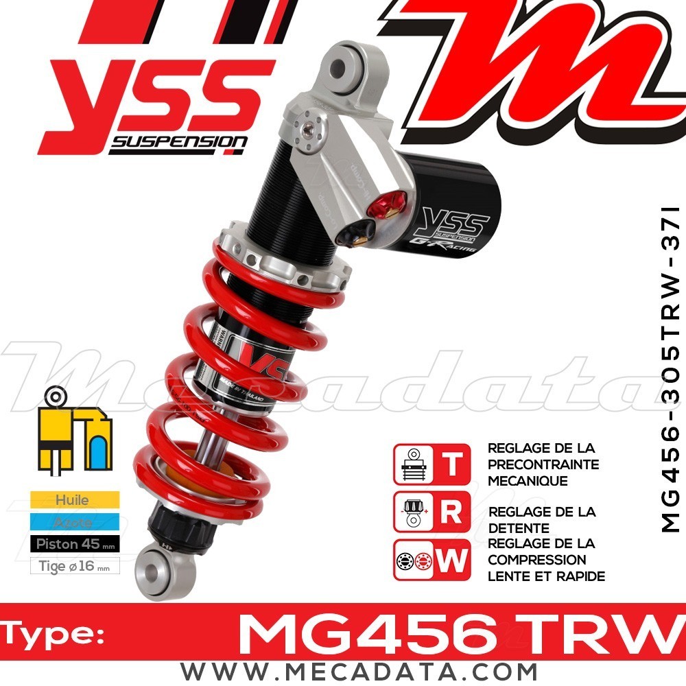 Amortisseur YSS MG456 TRW ~ Yamaha YZF-R1 1000 (RN121) ~ Annee 2005