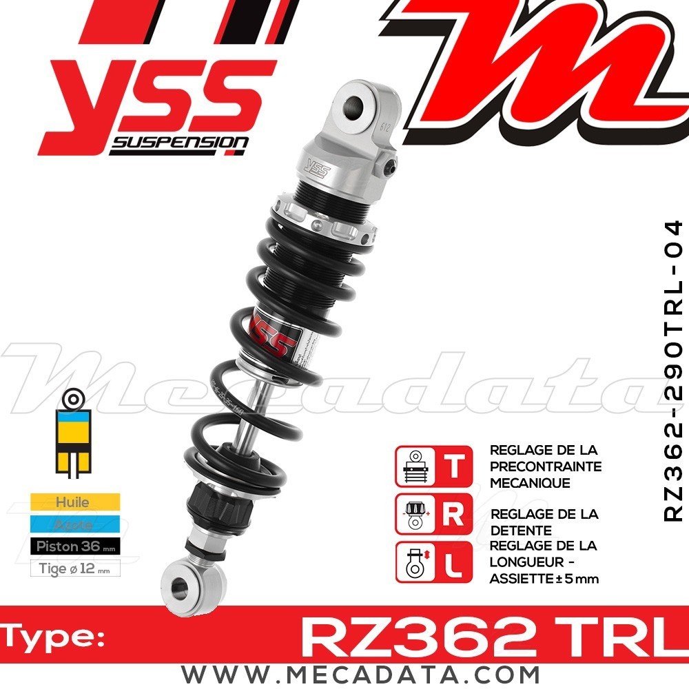 Amortisseur YSS RZ362 TRL ~ Harley Davidson XL 1200 C Sportster Custom (CGP) ~ Annee 2004