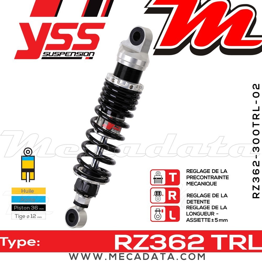 Amortisseur YSS RZ362 TRL ~ Kawasaki BJ 250 A Estrella (BJ250A) ~ Annee 1995