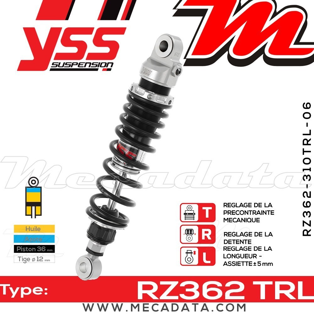 Amortisseur YSS RZ362 TRL ~ Moto Guzzi V35 350 III (PY) ~ Annee 1989 - 1992