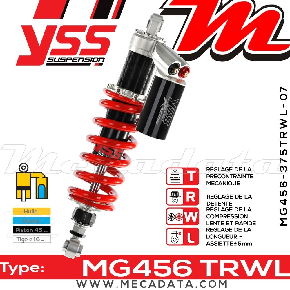 Amortisseur YSS MG456 TRW ~ KTM Supermoto 990 SM R LC8 ABS () ~ Annee 2013