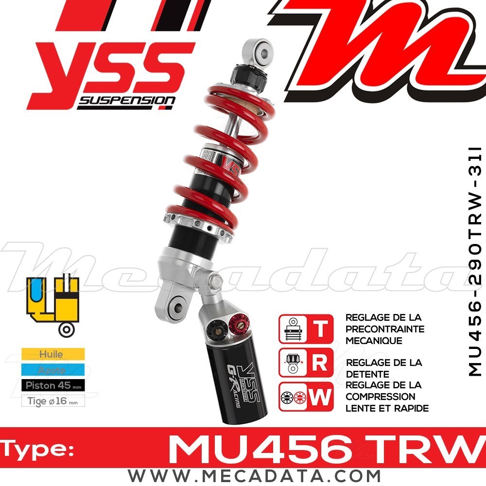 Amortisseur YSS MU456 TRW ~ Ducati Monster 821 Stripe ABS (M604AA) ~ Annee 2016