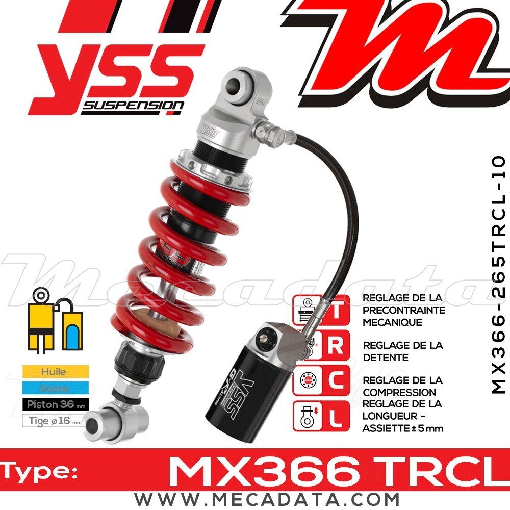 Amortisseur YSS MX366 TRC ~ Honda CBR 125 RS Repsol (JC34A) ~ Annee 2006 - 2007